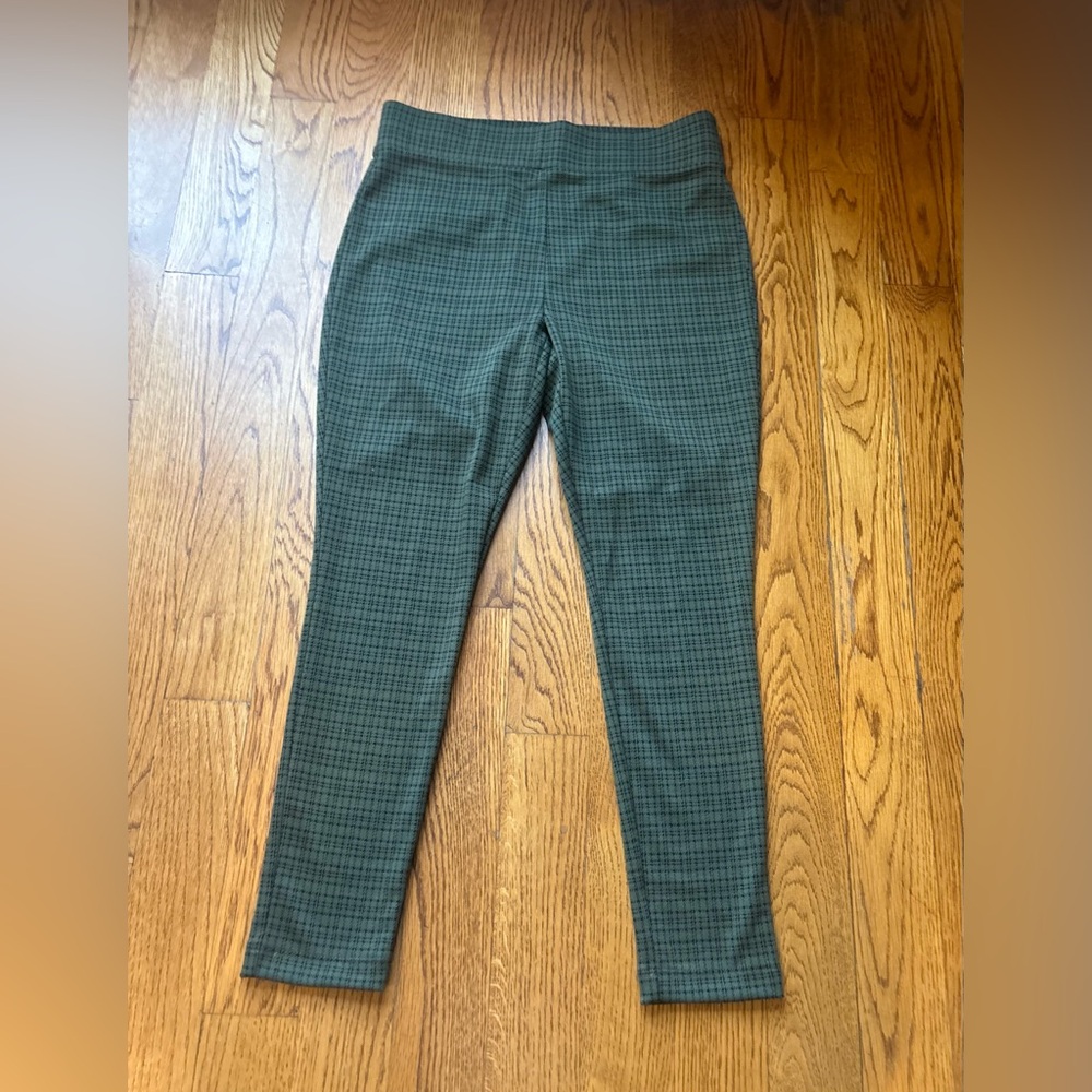 LOFT Sutton Green and Black Print Olive Skinny Pants
